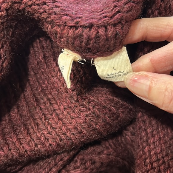 Anthropologie MOTH Italian Made Turtleneck Sweater Wool Alpaca  Burgundy Sz L - Picture 8 of 12